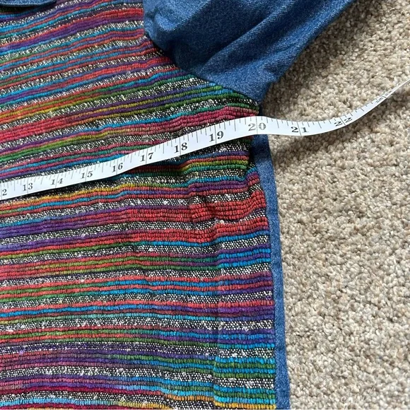 Vintage Blair zip front denim jacket chenille knit front Aztec southwestern M - Picture 6 of 7